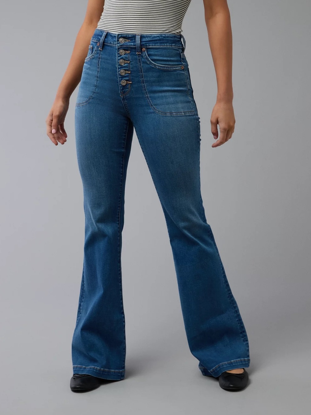 American Eagle Outfitters Women's Super High Rise next level stretch flare jeans